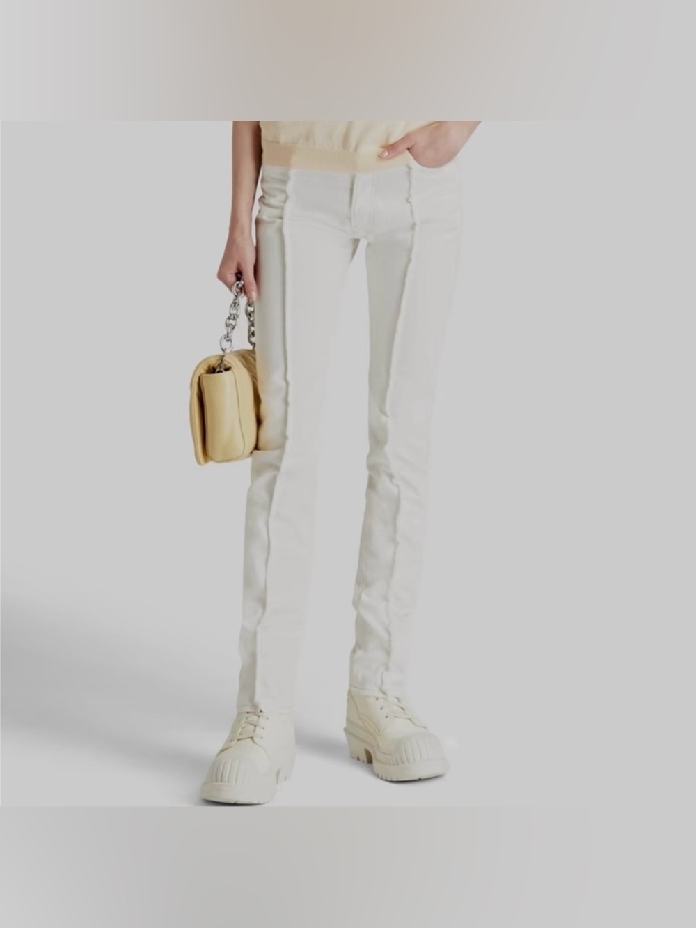 NWT Maison Margiela Frayed High Waisted Jeans White Women’s Size IT 40 US 4